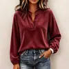 Coleção Outono 2026: Loja Independente Transfronteiriça da Amazon Moda Feminina Europeia e Americana Camisa Top de Veludo de Manga Longa