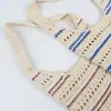 Bolso de paja a rayas de un solo hombro nuevo, bolso de hilo de algodón tejido a mano, bolso tote tejido de gran capacidad, bolso de playa para vacaciones para mujer