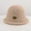 Chapéu de Pescador de Tricô Pelúcia de Lã Feminino Outono Inverno Retro Chapéu Balde Emagrecedor para o Rosto Chapéu de Cor Lisa Quente para Circunferência Craniana Grande