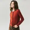 Cárdigan de punto abierto de cachemira y seda de morera de alta gama, delicado, estilo nuevo, cuello redondo, abrigo suéter para mujer