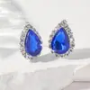 Brincos Azuis em Forma de Gota com Pedras de Diamante, Estilo Europeu e Americano, Ecológicos, Personalizados, Simples e Modernos, Brincos Femininos Exquisitos e Elegantes