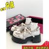 Zapatos Mary Jane de una sola capa para chica sexy 2024, nuevos zapatos de cuero lolita pequeños con lazo y suela gruesa, falda de mujer