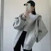 Ropa de abrigo para Primavera/Otoño 2026, sudadera unisex gris con capucha, cárdigan casual con cremallera y forro polar, prenda interior para hombre