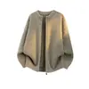 Chaqueta Cardigan de Punto de Color Sólido Estilo Americano de Alta Gama para Hombre Otoño Nuevo Holgado de Moda Marca Versátil Casual Suéter con Cremallera