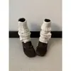 Tacones Altos de Ballet para Aumentar Estatura Pequeña Botines de Otoño Piel Suave Cómodos Versátiles Moño Tacón Grueso Suave Botines Delgados
