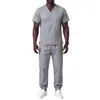 Amazon Transfronterizo Ropa para Lavar a Mano Más Vendida Conjunto Corto de Manga Corta con Aberturas Ropa para Hospital, Doctor, Enfermera Elástica de Secado Rápido Ropa de Trabajo