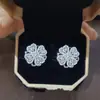 Pendientes con Aros de Plata 925 y Anillo con Colgante Giratorio de Trébol de Cuatro Hojas Estilo Influencer de Moda Set