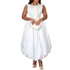 2026 Verano Nuevo Transfronterizo Europeo y Americano Comercio Exterior Vestido de Mujer de Moda Casual Ceñido a la Cintura Color Sólido Patchwork