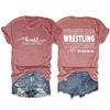 Camiseta Base de Manga Corta con Cuello Redondo para Mujer, Estilo Casual Europeo y Americano, Versátil, para Lucha Libre, Mamá, Amazon Transfronterizo
