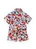 Conjunto Nuevo de Camisa Floral de Verano para Niños, Manga Corta, Delgado, Estilo Hong Kong, Ropa Moderna y Fresca para Pequeños, Conjunto de Dos Piezas para Verano