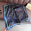 Lenço de Seda com Estampa Estilo Coreano Padrão Corrente, Xale de Alta Qualidade, Lenço de Pescoço com Proteção Solar, Lenço Quadrado Pequeno, Lenço de Cabeça, Lenço Feminino