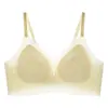 Sutiã feminino fino de verão com sustentação lateral, borda ondulada, bojos perfurados, toque fresco, suporte macio, sustentação, respirável e confortável