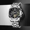 Reloj para hombre de moda Kaidu, estilo mecánico de negocios, diseño hueco, reloj automático de cuarzo para hombre, correa de acero fino, reloj para hombre