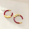 Pendientes de declaración de resina de alta gama de lujo con forma de C grandes de moda retro de la marca M, con baño de oro cobre, aguja de plata 925