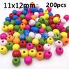 Xinyi 200 Peças/Pacote DIY Coloridas Redondas de Madeira Ecológicas Contas para Fio 10mm 12mm Contas Soltas Acessórios para Joias Contas de Madeira