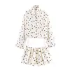 Conjunto de chaqueta con diseño de cordón de lunares y shorts tipo globo para mujer, comercio exterior transfronterizo europeo y americano ZA