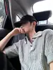 Camiseta polo de punto con hebilla de taladro estilo old money, manga corta para hombre, retro, sensación relajada, hombro normal, camiseta de manga corta de verano, cleanfit