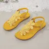 Sapatos Femininos Plus Size 2026 Verão Novo Sandálias Rasteirinhas Bohemian com Contas de Coruja Chinelos Sandálias de Praia para Mulheres