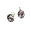 Colgante de bola redonda con patrón de resina plateada 3D de plata 999 pura Accesorio para pulsera DIY Material de accesorio de cuerda trenzada hecho a mano T0674