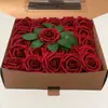 Set de Regalo Caja Transfronteriza de Rosas de Espuma Pe, Flores Artificiales con Tallos y Hojas, 50 Piezas, Flores para Decoración de Bodas, Regalo del Día de San Valentín