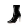 Botines de tacón de aguja con punta metálica para mujer, botas sexy estilo europeo y americano para mujer T1020