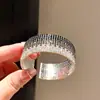 Pulseira Aberta Redonda Bordada com Diamantes Estilo Europeu e Americano Arco-Íris Estrelado, Pulseira de Luxo Leve de Alta Qualidade, Joia de Mão Personalizada Exagerada e Resistente