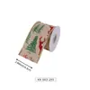 Cinta de lino sintético en stock para decoraciones navideñas, cinta navideña impresa a medida con purpurina, transfronterizo a medida