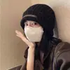 Gorro de Lana Caliente Tejido para Circunferencia de Cabeza Grande para Otoño e Invierno, Ajuste Holgado, Gorro Slouchy Adelgazante, Protección para Orejas Estilo Japonés, Cobertura para la Cabeza a Prueba de Frío