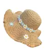 Sombrero de Paja Tejido con Flores de Ala Ancha para Mujer de Verano Sombrero de Sol Versátil para la Costa Sombrero de Pescador Sombrero de Sol para la Playa