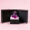 Caixa de Presente Flor Eterna Transfronteiriça Produto Acabado, Presente para o Dia dos Namorados Chinês, Caixa de Presente Ursinho Flor Rosa para Namorado(a), Caixa de Joias, Presente de Dia dos Namorados
