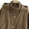 Outono e Inverno 2025 Nova Roupa Feminina Cruzada Europeia e Americana Jaqueta com Capuz de Camurça com Cordão W09 11694