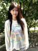 Camiseta Blanca de Manga Larga con Estampado Estilo Coreano para Mujer, Delgada, Holgada, de Gasa, Hermosa y Elegante Cover-Up Top de Verano