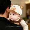 Boné de Baseball com Orelhas de Urso Fofo para Bebês e Crianças Pequenas, Meninos e Meninas, Proteção Solar, Chapéu de Aba Curta Fino para o Verão