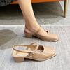 Sandalias Mary Jane con Tacón Grueso y Punta Cerrada Primavera y Verano 2025 Nuevas Baotou Tacones Altos Zapatos Individuales de Boca Baja Retro para Mujer Venta al por Mayor para Mujer