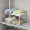 Prateleira Organizadora em Camadas para Bancada de Guarda-Roupa, Rack de Armazenamento para Empilhar Roupas, Divisória Retrátil, Artefato de Armazenamento Dentro do Armário