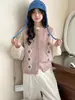 Chaleco Cárdigan de Punto Bordado Estilo Coreano Cuello Redondo 2026 Nuevo Estilo Principios de Primavera Chaleco Suéter sin Mangas de Capa Suelta para Mujer Moderno