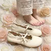 Zapatos Mary Jane con Adorno de Encaje y Moño para Mujer 2026 Modelo Nuevo Punta Redonda Tacón Bajo Boca Baja Zapatos de Salón Estilo Suave