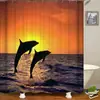 Cortina de ducha con impresión digital serie Delfín impermeable a prueba de moho gancho de plástico tipo C ojal de cobre puro cortina divisoria de baño
