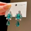 Pendientes Colgantes Cuadrados de Zircón con Forma de Gota de Agua y Aguja de Plata, Pendientes Elegantes y Exquisitos de Estilo Vintage, Pendientes de Lujo Ligero de Gama Alta de Nicho