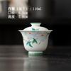 Porcelana blanca lodo de jade flor pintada a mano pura cuenco de doble tapa llanta fina no se calienta juego de té kung fu cuenco de té color bajo vidriado taza de té