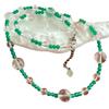 Collar de cadena de clavícula con estrella de calcedonia verde con corte natural de cristal blanco natural y diseño refrescante.