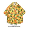 Camisa Floral Retro Vintage Estilo Hong Kong de Manga Corta Diseño Estilo Tailandés Hawaiano Camisa de Marca Atractiva de Moda para Hombres y Mujeres