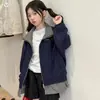 Jaqueta casual feminina nova para outono e inverno, com forro de fleece, retalhos xadrez, gola virada, zíper, casaco quente e simples, sobretudo moderno