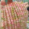 Pólen de pêssego flutuante flor calcedônia contas redondas pêssego gelo em pó calcedônia contas soltas diy pulseira colar brincos jóias