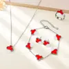 Set de Joyería de Acero Inoxidable de Cuatro Piezas, Trébol de Cuatro Hojas de la Suerte, Superventas Transfronterizo, Lujo Ligero, Versátil, Joyería de Moda para el Día a Día
