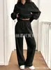 Amazon Europeia e Americana Transfronteiriça Outono e Inverno Novos Tops Casuais Curtos Estilo Hot Girl Calças de Bolso de Manga Longa Conjuntos Femininos
