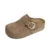 Sandálias Femininas de Verão Yan Hua Bo Ken Nova Moda Slip-on com Solado Grosso Fechadas na Ponta