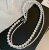 Collar de Perlas de Cristal Blanco Shijiaao para Mujer Lujo Accesible Nicho de Gama Alta Atmosférico Collar Apilado para Clavícula Cadena para Suéter