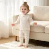 Conjunto de ropa interior térmica de lycra para niños para otoño e invierno, conjunto de dos piezas para casa para niños mayores, ropa interior sin costuras de algodón puro