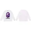 Moletom BAPE com estampa de cabeça de macaco estilo japonês, tendência transfronteiriça, gola redonda, unissex, corte solto, jaqueta de manga curta para outono e inverno